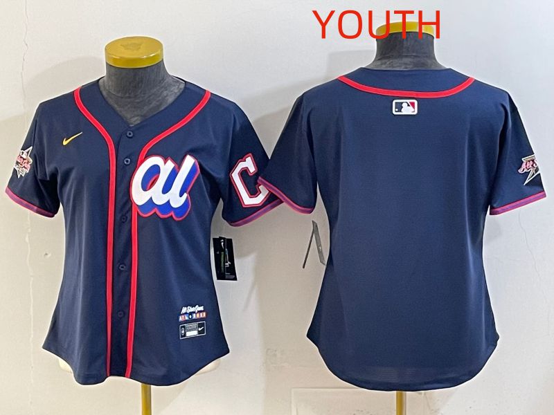 Youth 2025 Cleveland Indians Blank Drak Blue All star Nike MLB Jersey style 01